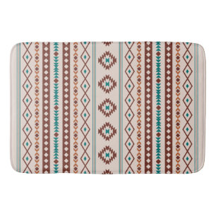 Aztec Rusts Aquamarines Cream Mixed Motifs-Muster Badematte