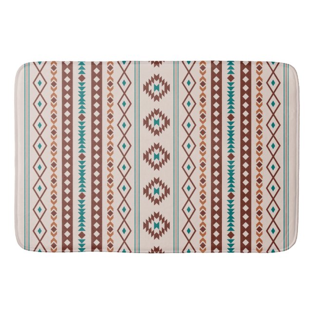 Aztec Rusts Aquamarines Cream Mixed Motifs-Muster Badematte (Vorderseite)