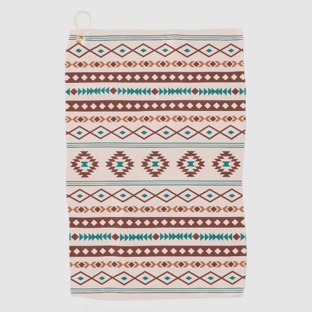 Aztec Rusts Aquamarines Cream Mixed Motifs-Muster Golfhandtuch (Vorderseite)