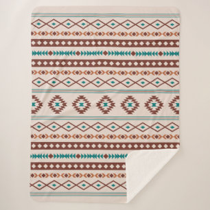 Aztec Rusts Aquamarines Cream Mixed Motifs-Muster Sherpadecke