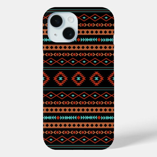 Aztec Rusts Aquamarines Schwarz Mixed Motifs-Muste Case-Mate iPhone Hülle (Rückseite)