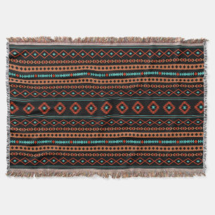 Aztec Rusts Aquamarines Schwarz Mixed Motifs-Muste Decke
