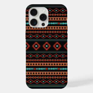 Aztec Rusts Aquamarines Schwarz Mixed Motifs-Muste iPhone 15 Pro Max Hülle