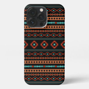 Aztec Rusts Aquamarines Schwarz Mixed Motifs-Muste iPhone 13 Pro Hülle
