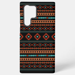 Aztec Rusts Aquamarines Schwarz Mixed Motifs-Muste Samsung Galaxy Hülle