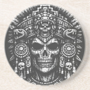 Aztec-Schädelkopfschmuck von BurnsInHell Getränkeuntersetzer