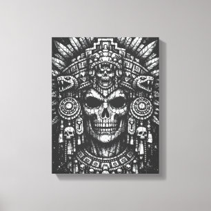 Aztec-Schädelkopfschmuck von BurnsInHell Leinwanddruck