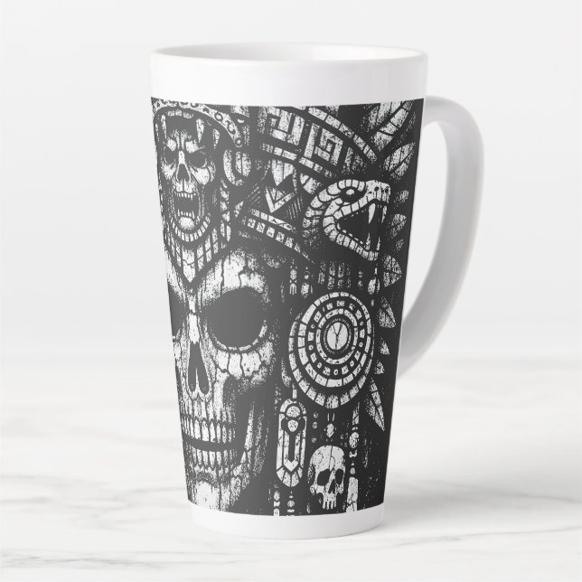 Aztec-Schädelkopfschmuck von BurnsInHell Milchtasse (Rechte Ecke)
