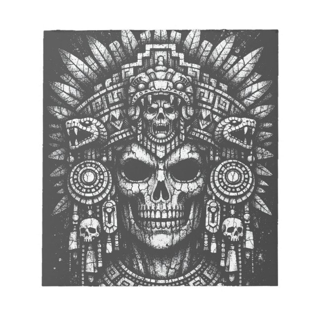 Aztec-Schädelkopfschmuck von BurnsInHell Notizblock (Vorderseite)