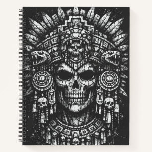 Aztec-Schädelkopfschmuck von BurnsInHell Notizbuch