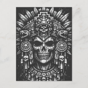 Aztec-Schädelkopfschmuck von BurnsInHell Postkarte