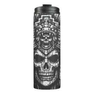 Aztec-Schädelkopfschmuck von BurnsInHell Thermosbecher