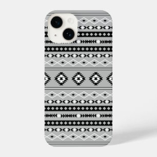 Aztec Schwarz-weiß Gray Mixed Motifs-Muster iPhone 14 Hülle