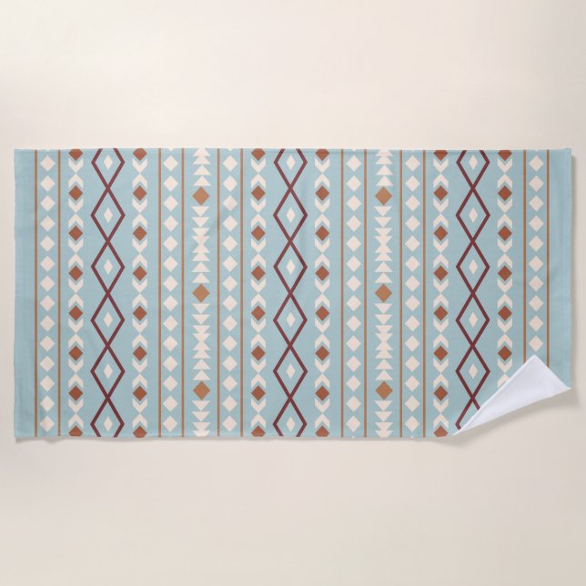 Aztec Shapes Big Pattern Rusts Cream Aquamarin-Blu Strandtuch (Vorderseite)