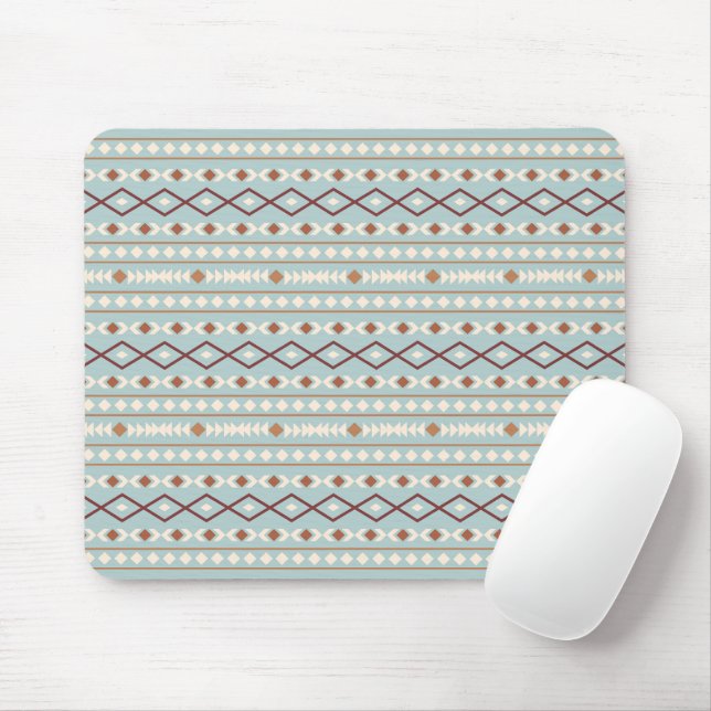 Aztec Shapes H Pattern Rusts Cream Aquamarin-Blue Mousepad (Mit Mouse)