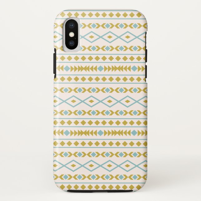 Aztec Shapes Muster Aquamarine Goldcreme Case-Mate iPhone Hülle (Rückseite)
