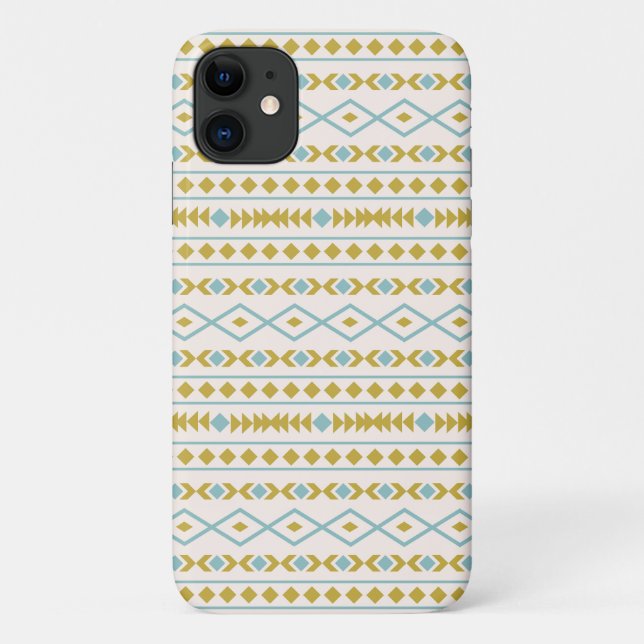 Aztec Shapes Muster Aquamarine Goldcreme Case-Mate iPhone Hülle (Rückseite)