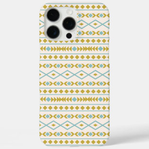 Aztec Shapes Muster Aquamarine Goldcreme iPhone 16 Pro Max Hülle