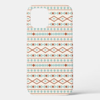Aztec Shapes Muster Rost Aquamarine Creme