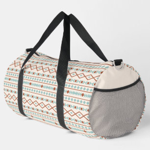 Aztec Shapes Muster Rost Aquamarine Creme Duffle Bag