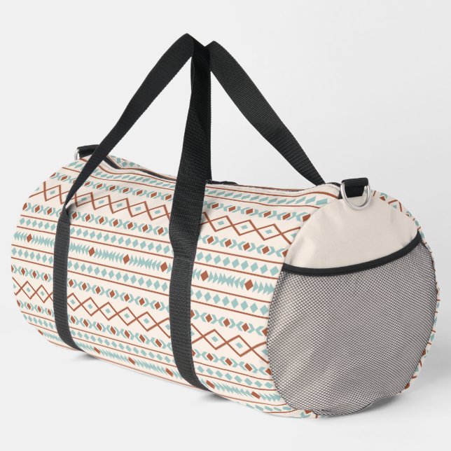 Aztec Shapes Muster Rost Aquamarine Creme Duffle Bag (Rechte Ecke)