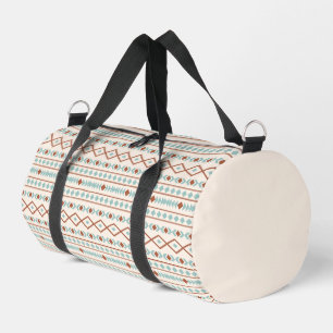 Aztec Shapes Muster Rost Aquamarine Creme Duffle Bag