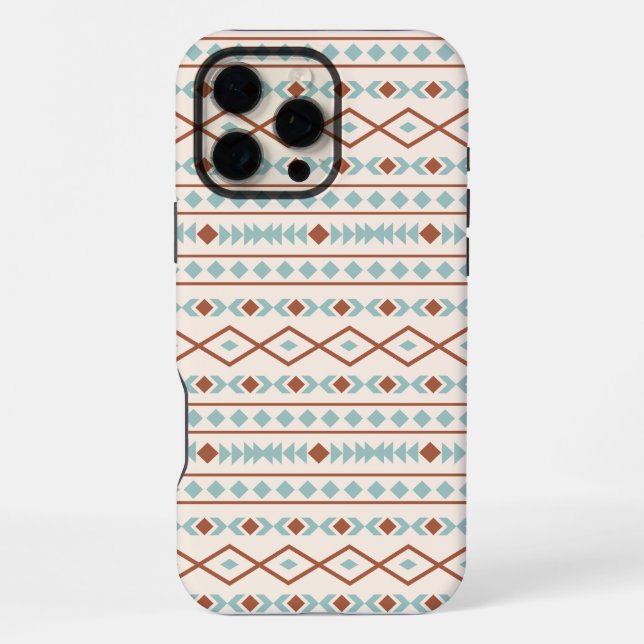 Aztec Shapes Muster Rost Aquamarine Creme iPhone Hülle (Rückseite)