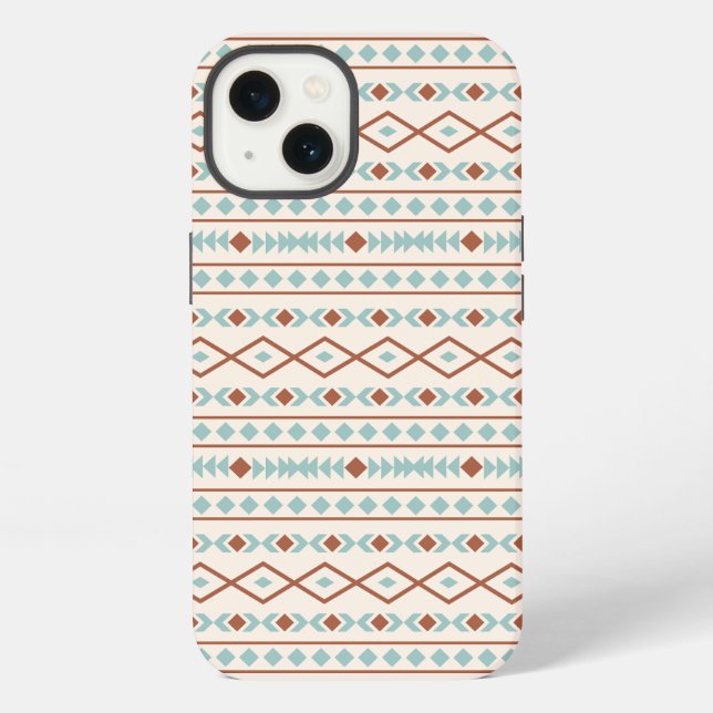Aztec Shapes Muster Rost Aquamarine Creme iPhone Hülle (Rückseite)