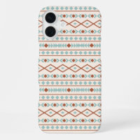 Aztec Shapes Muster Rost Aquamarine Creme