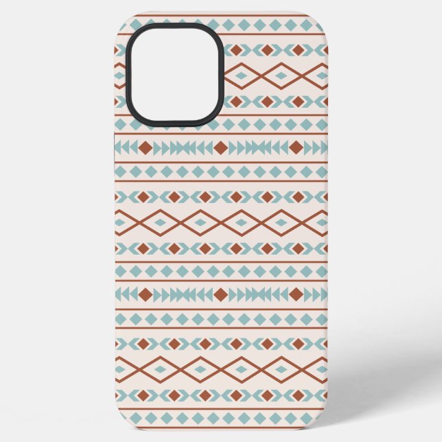 Aztec Shapes Muster Rost Aquamarine Creme iPhone Hülle (Rückseite)