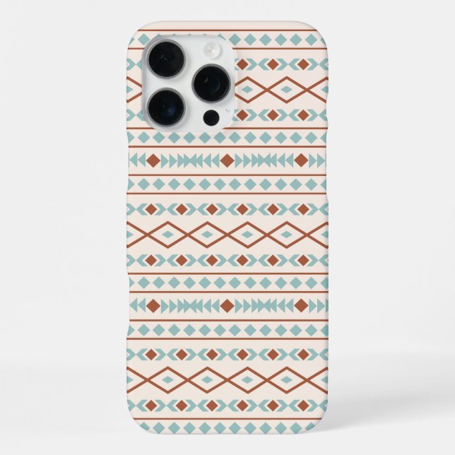 Aztec Shapes Muster Rost Aquamarine Creme iPhone Hülle (Rückseite)