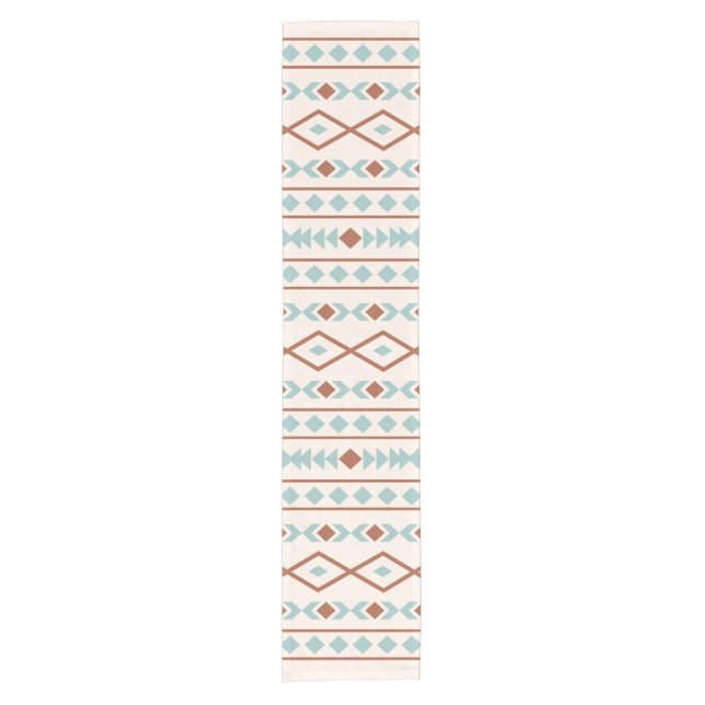Aztec Shapes Muster Rost Aquamarine Creme Kurzer Tischläufer (Vorderseite)