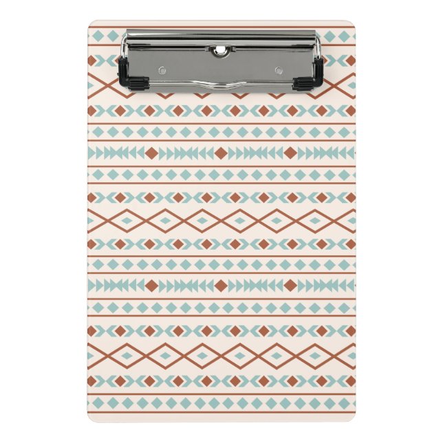 Aztec Shapes Muster Rost Aquamarine Creme Mini Klemmbrett (Vorderseite)
