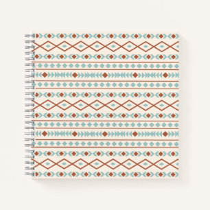 Aztec Shapes Muster Rost Aquamarine Creme Notizbuch