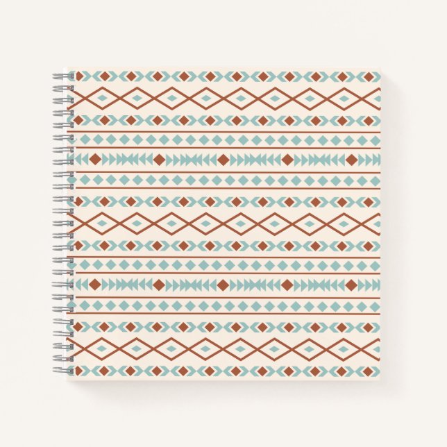 Aztec Shapes Muster Rost Aquamarine Creme Notizbuch (Vorderseite)
