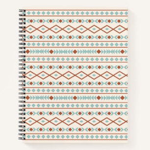 Aztec Shapes Muster Rost Aquamarine Creme Notizbuch