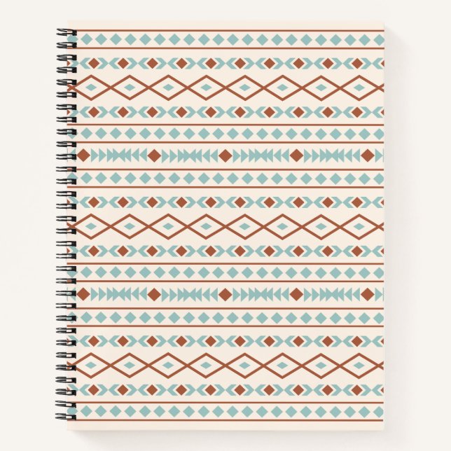 Aztec Shapes Muster Rost Aquamarine Creme Notizbuch (Vorderseite)