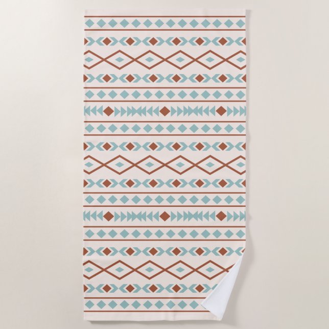 Aztec Shapes Muster Rost Aquamarine Creme Strandtuch (Vorderseite)