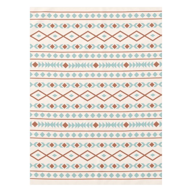 Aztec Shapes Muster Rost Aquamarine Creme Tischdecke (Vorderseite)