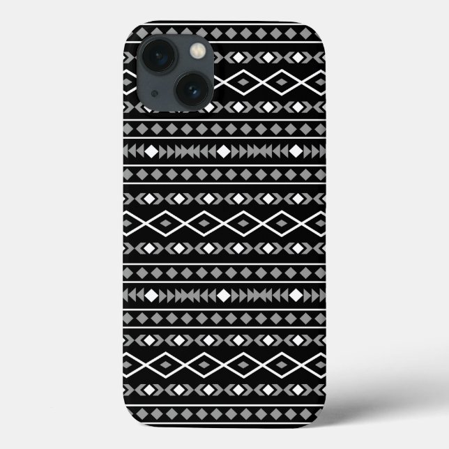 Aztec Shapes Muster Weiß Grau Schwarz Case-Mate iPhone Hülle (Rückseite)