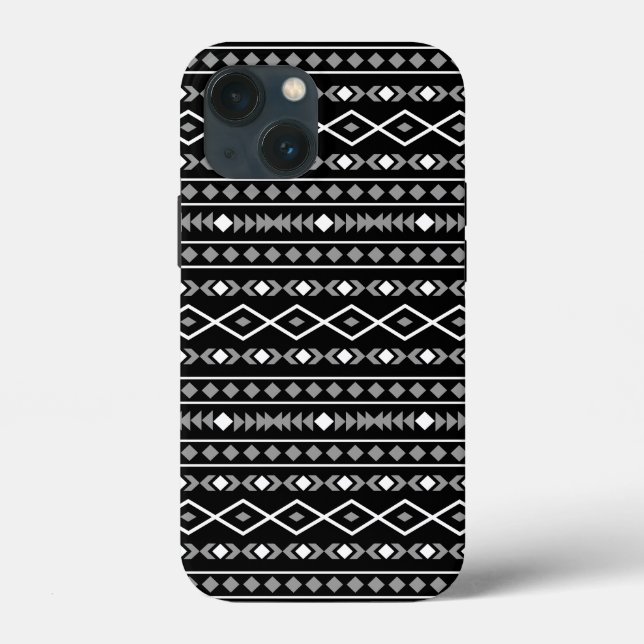 Aztec Shapes Muster Weiß Grau Schwarz Case-Mate iPhone Hülle (Rückseite)