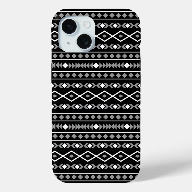 Aztec Shapes Muster Weiß Grau Schwarz Case-Mate iPhone Hülle (Rückseite)