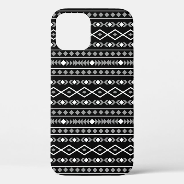 Aztec Shapes Muster Weiß Grau Schwarz Case-Mate iPhone Hülle (Rückseite)