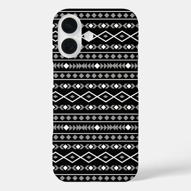 Aztec Shapes Muster Weiß Grau Schwarz Case-Mate iPhone Hülle (Rückseite)