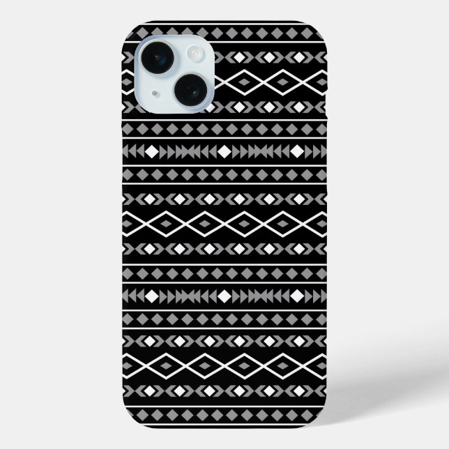 Aztec Shapes Muster Weiß Grau Schwarz Case-Mate iPhone Hülle (Rückseite)