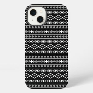 Aztec Shapes Muster Weiß Grau Schwarz iPhone 13 Hülle