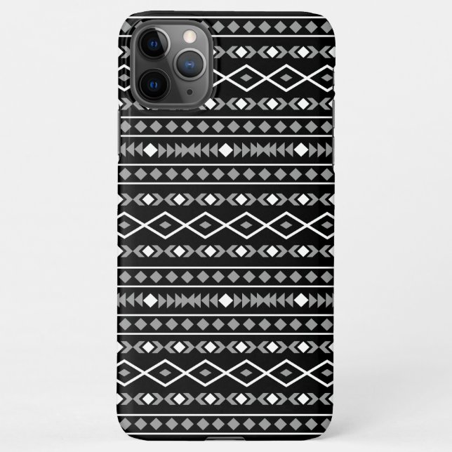 Aztec Shapes Muster Weiß Grau Schwarz iPhone Hülle (Rückseite)