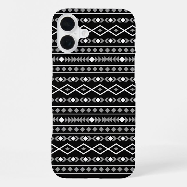 Aztec Shapes Muster Weiß Grau Schwarz iPhone Hülle (Rückseite)