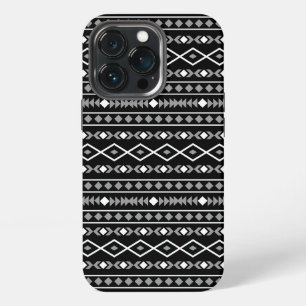 Aztec Shapes Muster Weiß Grau Schwarz iPhone 13 Pro Hülle