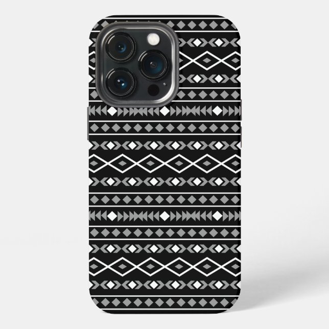Aztec Shapes Muster Weiß Grau Schwarz iPhone Hülle (Hinten)